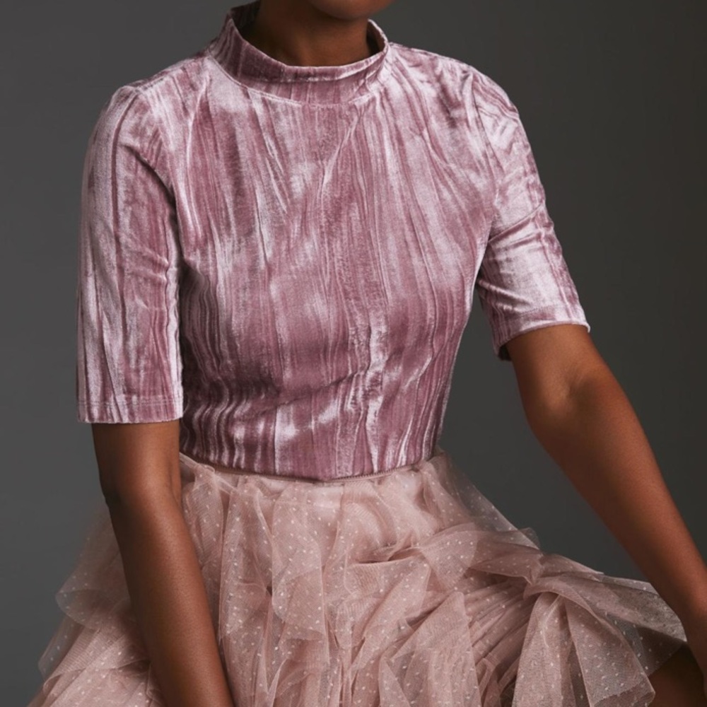 Pilcro Velveteen Mock Neck Top